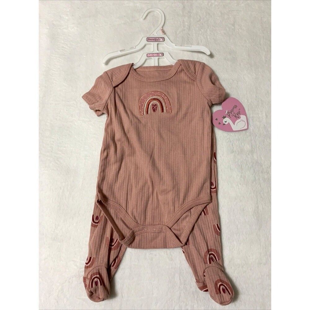 Duck Duck Goose Baby 2Pc Set 6-9M | Princess Rose Rainbow Outfit